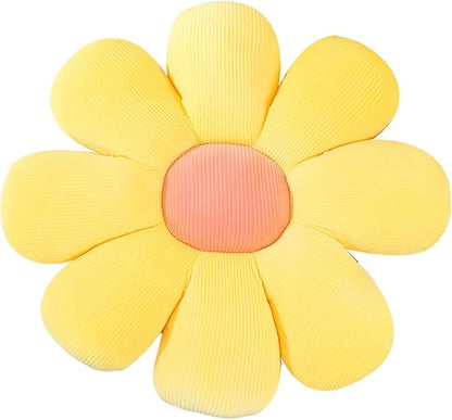 Flower Pillow, Flower Shaped Throw Pillow Flower Floor Pillow Soft Seating Cushion Room Decor Plush Pillow for Bedroom, Sofa, Bed, Reading (21 inch, Yellow)