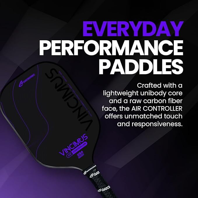 Vincimus Air Controller T600 Pickleball Paddle, T600 Carbon Fiber Pickleball Paddle with Enhance PP Honeycomb 16mm Core, 8.1oz with GatorGrit Face