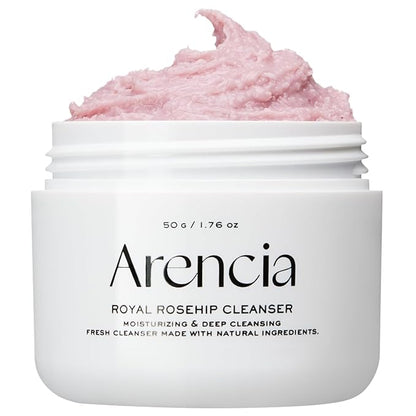 Rosehip Brightening Rice Mochi Face Cleanser & Daily Scrub - Moisturizing, Exfoliating & Deep-Cleansing - All Skin Types with Rice Powder & Rice Water (1.76oz)