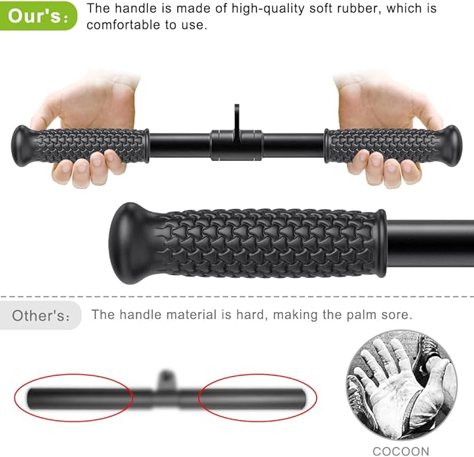 SELEWARE Triceps LAT Pulldown Attachments Home Gym Workout Accessories with Non-Slip Soft Rubber Grip Cable Machine Attachments Triceps Rope Double D Row Handle Pull Down Bar Straight Bar Exercise
