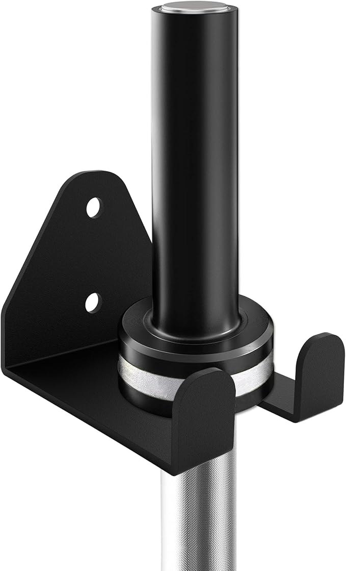 Olympic Barbell Hanger,Garage Gym Bar Wall Rack,Vertical Barbell Mount Rack,Single Barbell Holder Wall Mount,Space Saving Commercial or Home Gym Accessory,Holds 33mm Bar (1 hook black)