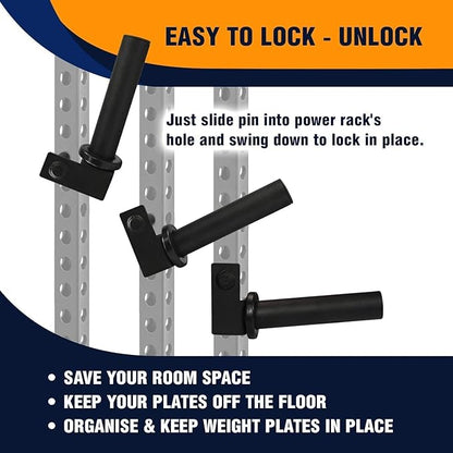Yes4All Power Rack J-Hooks & Attachments – Heavy Duty Barbell Holders Compatible with 2x2 & 3x3 Power Racks for Home Gym