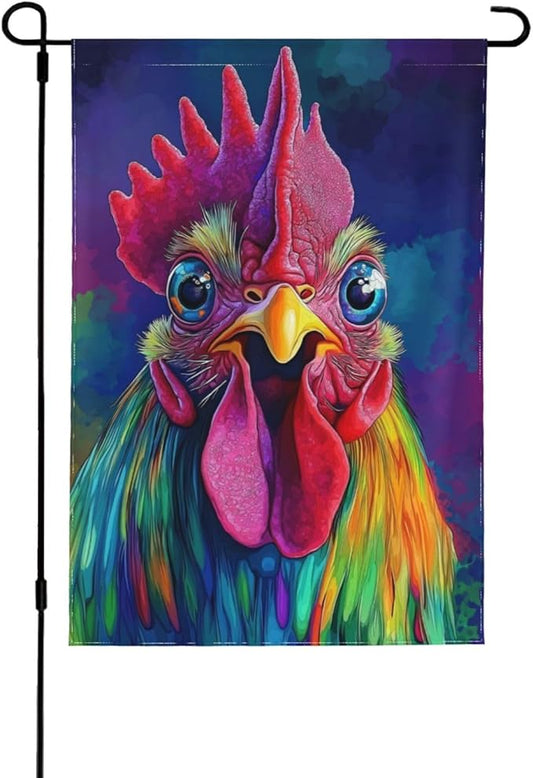 Rooster Garden Flag 12x18 In Double Sided Yard Flags Lawn Sign Decor No Flagstand