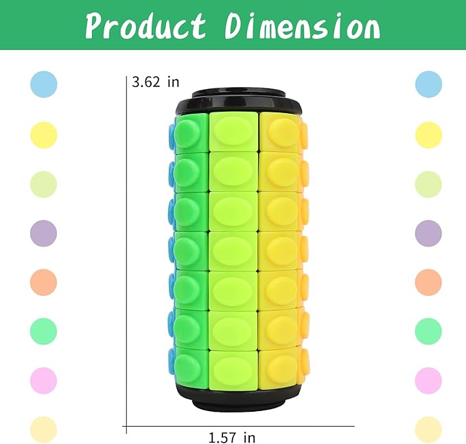 Rotate and Slide Puzzle, Finger Spinner Puzzle, Fidget Toys, Decompression Toy, 8 Colors,7 Layers, Educational Sensory Toy for Kids Adults (8 Colors X 7 Layers)