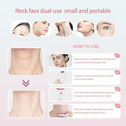 Red-Light-Therapy-for-Face and Neck, Face 𝖲 culpting Wand with 7 Color, Anti 𝖶rinkles Facial Massager for Face and Neck Tool for Skin Care (White)