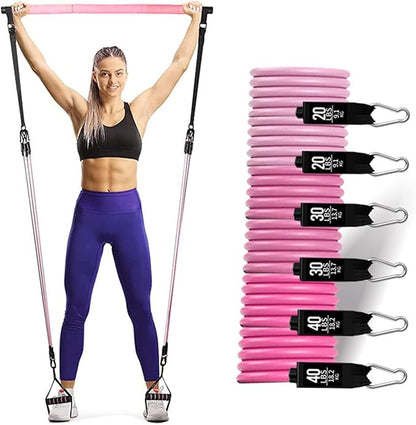180lb Pilates Bar Kit with Resistance Band(6 x Resistance Bands),6 Level for Women Full Body Workouts,Lady Portable Resistance Band or Workout Bands for Physical Therapy Yoga,Pilates,Home&Gym for You