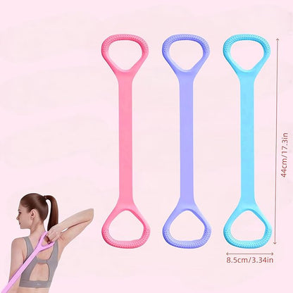 3pc Figure 8 Resistance Band, Exercise Bands for Back, Elastic Rope Stretch Fitness Band, Stretch Band for Chest Expander, Yoga Gym Fitness Pulling Rope 8 Word Elastic Bands