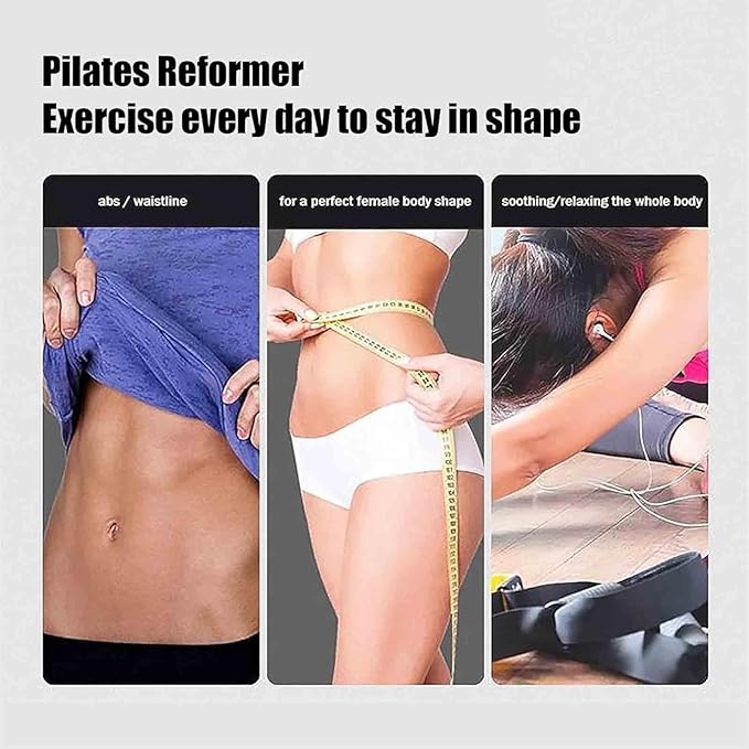 Pilates Reformer Machine for Home, Multifunctional Foldable Exercise Equipment, for Home Gym Workout, Dual Resistance - Springs and Latex Elastic Rope,Black