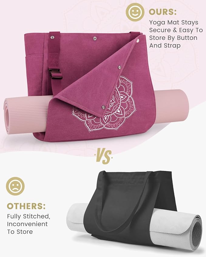 Gonex Yoga Mat Bag, Yoga Gym Bag Tote Bag with Multi Pockets For Women Men, Canvas Yoga Mat Carrier Take in Out Mat Easily For Pilates Travel Workout Office