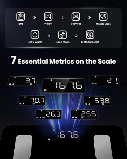 FITINDEX Body Composition Scale for Body Weight, FITINDEX Smart Measuring Tape for Body, Accurate Digital Bluetooth Body Tape Measure for Weight Loss