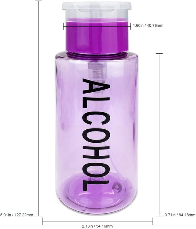 7oz Purple Push Down Pump Dispenser Empty Refillerble Bottle with Flip Top Cap - for Nail Polish, Travel, Cosmetics Packaging