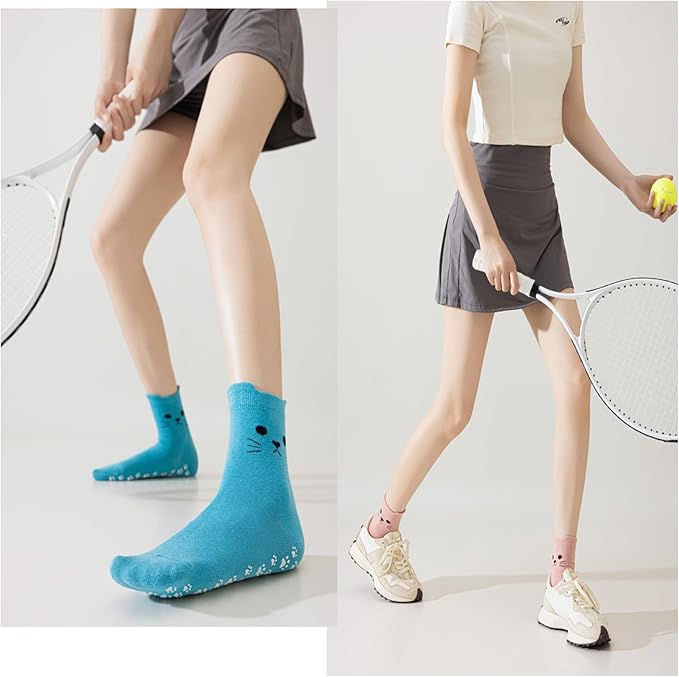 Cute Cat Pilates Sock with Grips Non-slip Yoga Sock Grip Socks for Women,Gifts for Women