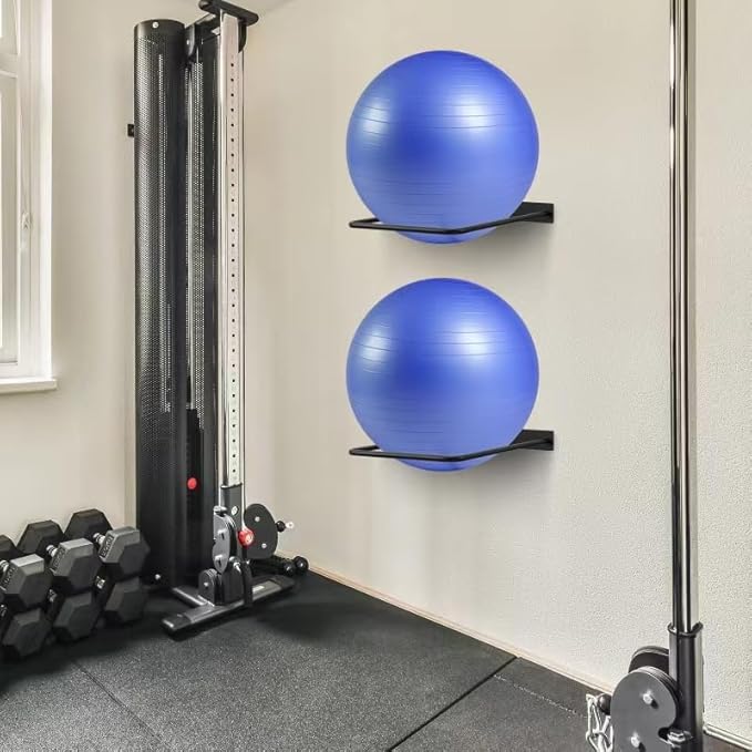 Stability Ball Storage Rack,Holder Wall Mount, Exercise Racks for Home and Yoga Studios or Commercial Gyms,Acts as a Storage (1 Black)