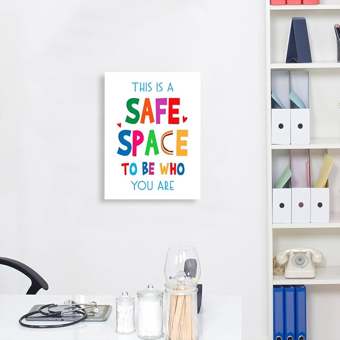 YEOION Mental Health Wall Decor,This is a Safe Space Wall Art Canvas Frame Print for Mental Health Therapy Office School Counselor Calming Corner Wall Decor