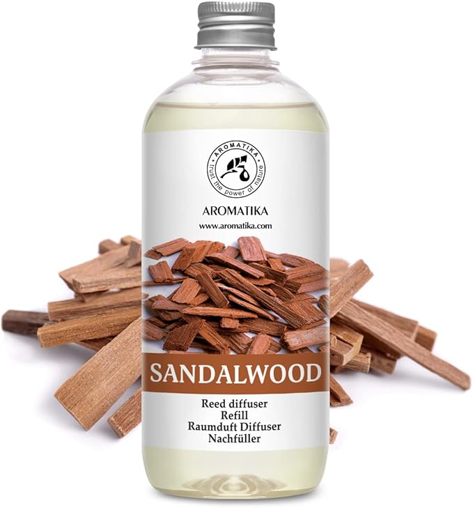 Reed Diffuser Refill Sandalwood 17 Fl Oz (500ml) - Room Diffuser - Home Fragrance - Scented Diffusers for Aromatherapy - Air freshener - Fresh/Intensive Fragrance