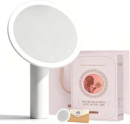 Makeup Mirror with Lights, 10X Magnifying Vanity Mirror, Dimmable Touch Control, Portable Travel & Desk Mirror with Stand, Christmas Birthday Gift for Women Her Girlfriend Wife Mom