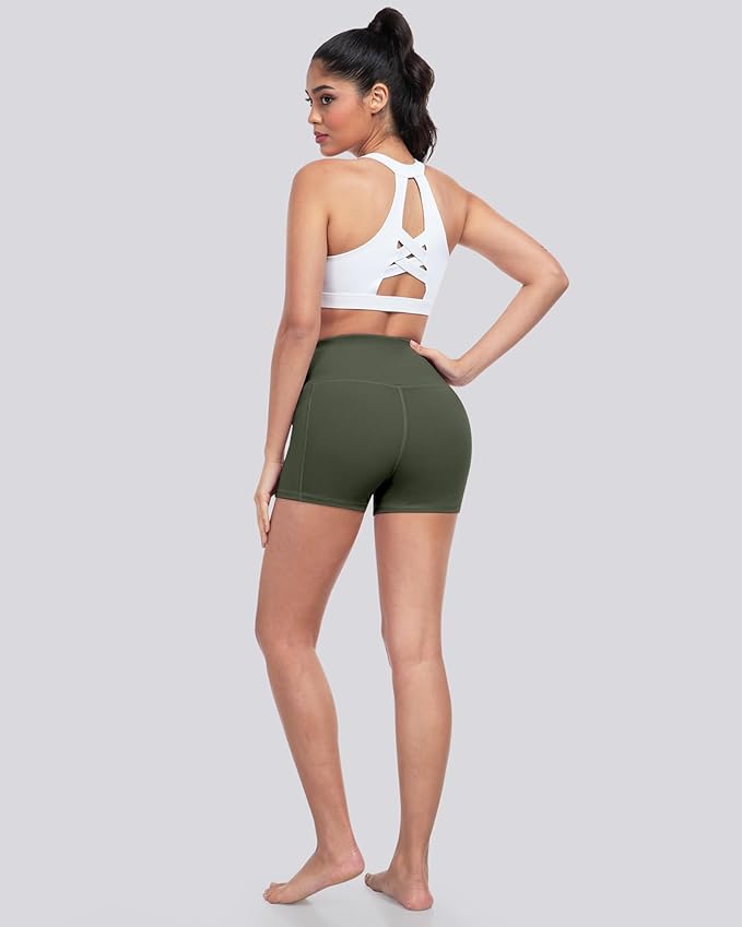 LZYVOO Biker Spandex Shorts Women, High Waisted Tummy Control Workout Yoga Shorts with Pockets