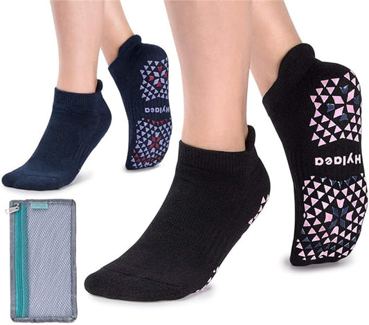 Hylaea Unisex Non Slip Socks with Grip for Yoga, Hospital, Pilates, Barre | Ankle, Cushioned