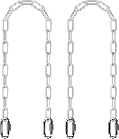 SELEWARE 2 Pcs 60" Hanging Swing Chain with 4 Carabiners, 1000LB Capacity Plastic Coated Hanging Chains, Hammock Hardware Kit for Swing, Hanging Chair, Punching Bags, Indoor Outdoor Gym (White)