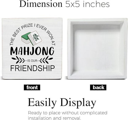 Mahjong Gifts for Players Women, Mahjong Friendship Wooden Sign, Farmhouse Home Living Room Desk Decor