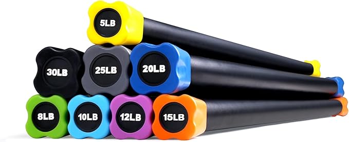 LIONSCOOL Workout Weighted Bar,Padded Exercise Weight Bar, Solid Steel Stretching weighted bar set for Body Sculpting, Physical Therapy,Body Toning