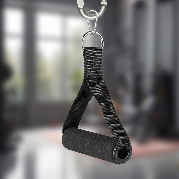 4pack Resistance Band Handles, Heavy Duty Exercise Handles, Rope Handle with 4 Carabiners, Workout Bands with Handle for Cable Machine Attachment