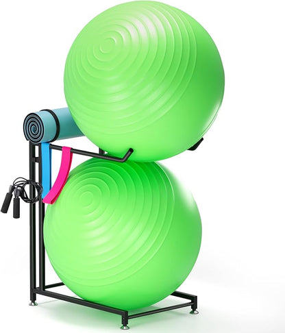 Exercise Ball Holder - Medicine Ball Rack for 85cm Yoga Ball Yoga Mat Storage, Garage Stability Ball Organizer Stand for Home Gym