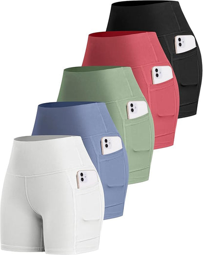 LZYVOO Biker Spandex Shorts Women, High Waisted Tummy Control Workout Yoga Shorts with Pockets