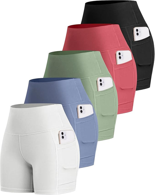 LZYVOO Biker Spandex Shorts Women, High Waisted Tummy Control Workout Yoga Shorts with Pockets