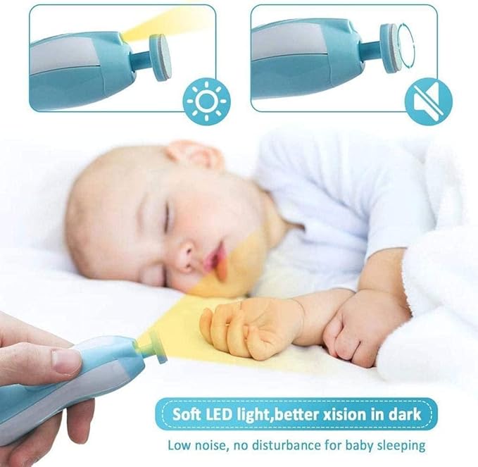 Baby Nail Trimmer Electric,Baby Nail Clippers, 6 in 1 Baby Nail File,Nail File Baby Grooming Kit Manicure Set for Toddler or Adults (Blue)