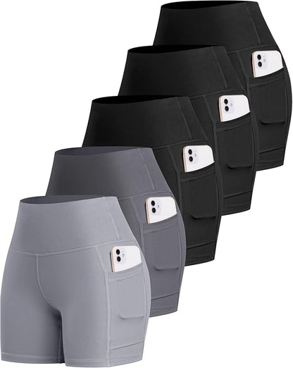 LZYVOO Biker Spandex Shorts Women, High Waisted Tummy Control Workout Yoga Shorts with Pockets