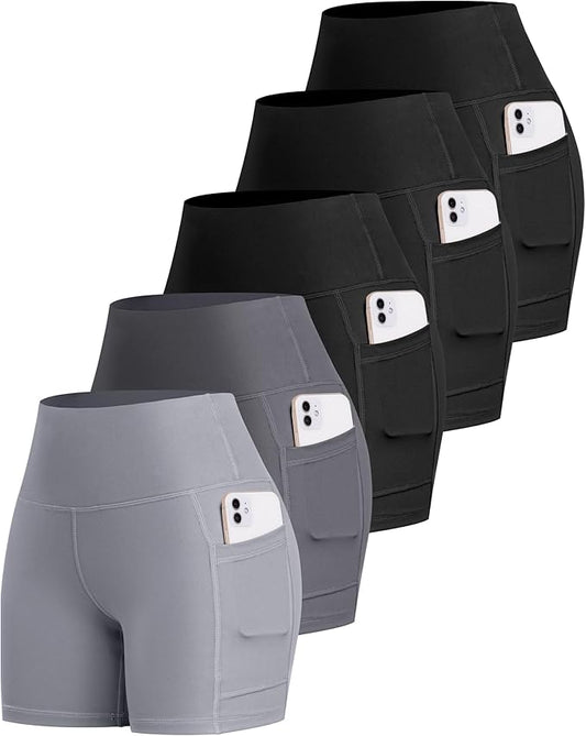 LZYVOO Biker Spandex Shorts Women, High Waisted Tummy Control Workout Yoga Shorts with Pockets