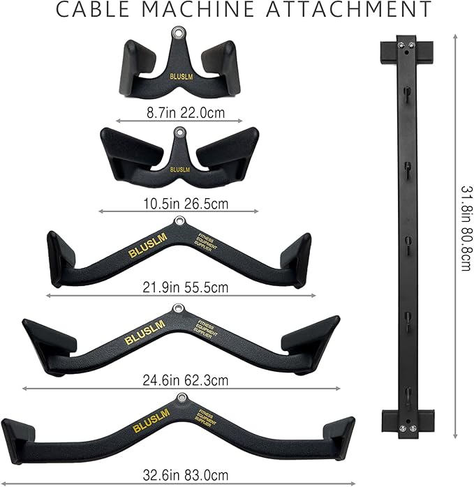 Lat Pull Down Bar T bar Row Attachment, V Bar Tricep Lat Pulldown Attachments, Back Strength Training Bar for Home Gym Exercise Cable Machine Attachments