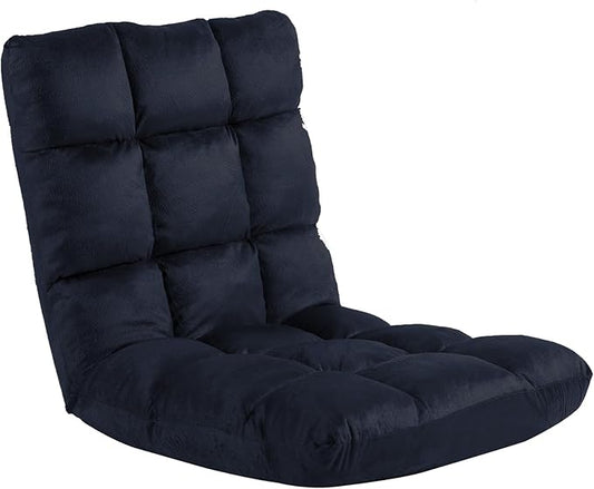 FLOGUOR Indoor 5-Position Adjustable Floor Chair with Back Support Folding Padded Gaming Sofa Chair, Lounge Chair for Adults Video Gaming, Perfect for Meditation, Reading QL050-BK
