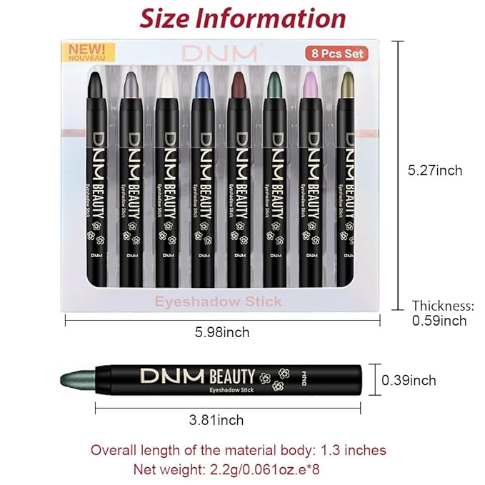 8Pcs Cream Eye Shadow Sticks Makeup for Women, Matte Shimmer Eyeliner Pencil Eyeshadow Brightener Stick for Eyes, Waterproof Eyeshadow Applicator Blendable sombras para ojos Set10#