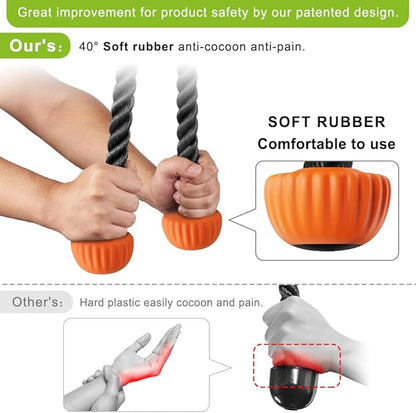 SELEWARE Tricep Rope Cable Machines Attachments for Gym, Heavy Duty Universal Tricep Pull Down Rope with Soft Rubber Ends for Home Gym Workout Biceps Back Shoulders