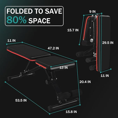 PayLessHere Adjustable Weight Bench, Foldable Bench Press for Full Body Strength Training Incline Decline Gym Benches for Home Gym
