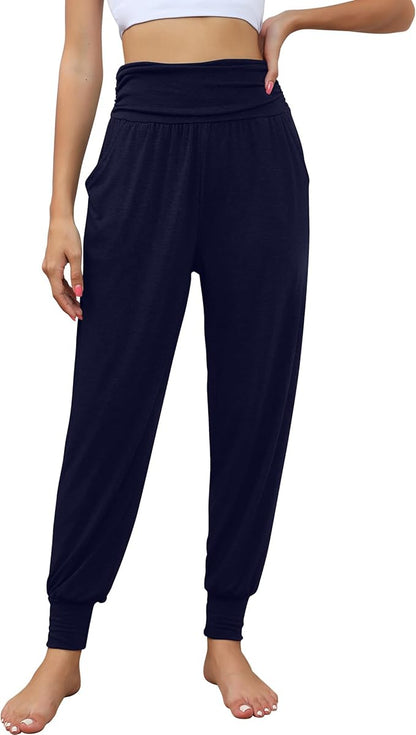 2 Pack Women's Yoga Joggers, Cozy Sweatpants with Pockets Casual Loose Comfy High Waisted Lounge Pants