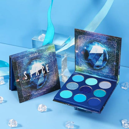 docolor Eyeshadow Palette 9 Colors Blue Eyeshadow Gemstone Shadow Palette Highly Pigmented Mattes Shimmers Smokey Glitter Cream Colorful Powder Blendable Long Lasting Waterproof Makeup Palette