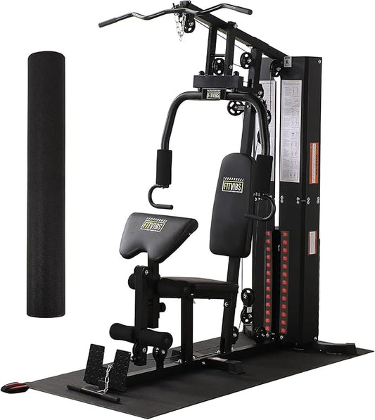 Fitvids Home Gym, Workout Equipment with Leg Press, Exercise Equipment for Home with Pulley System, Home Gym Equipment for Full