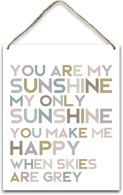 Hanging Plaque With Rope, Home Wall Decor Wood You are My Sunshine Only Sunshine Sign, Door Decor Motivational Wood Hang Sign for Study Dining Room Bedroom Kitchen, Farmhouse Art Plaque Gift -26