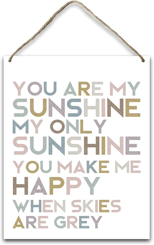 Hanging Plaque With Rope, Home Wall Decor Wood You are My Sunshine Only Sunshine Sign, Door Decor Motivational Wood Hang Sign for Study Dining Room Bedroom Kitchen, Farmhouse Art Plaque Gift -26