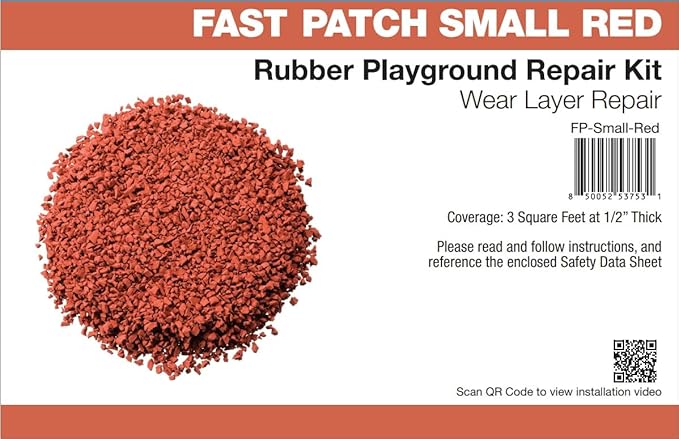 Fast Patch Poured-in-Place Surfacing Repair Kit Fix Rubber Playground (Red, Small)