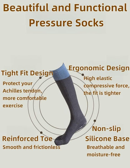2 Pairs Anti-Slip Toe Socks No Show for Women, Warm Athletic Socks for Yoga, Fitness, Mid-Calf Compression Socks