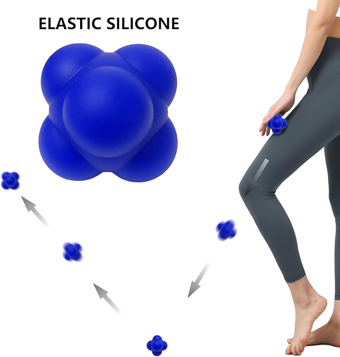 Reaction Training Ball & Six-Point Spike Massage Ball Set,2 Different Massage Balls for Hand and Foot Relaxation,Deep Muscle Relief,Ideal for Athletes & Everyday Use(DARK BLUE/BLUE 2 Pieces)