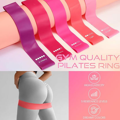 Set of 6 Style Pilates Home Equipment Set Pilates Essential Kit Workout Accessories 14 Magic Circle Mini Exercise Ball Yoga Strap Silicone Tension Strip Tension Band Sliding Plate