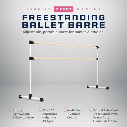VITA Barre Portable Freestanding Double Ballet Barre, Prodigy, Wood | Adjustable Height, USA Made, Home or Gym Exercise Equipment for Kids & Adults | Dance, Fitness, Pilates