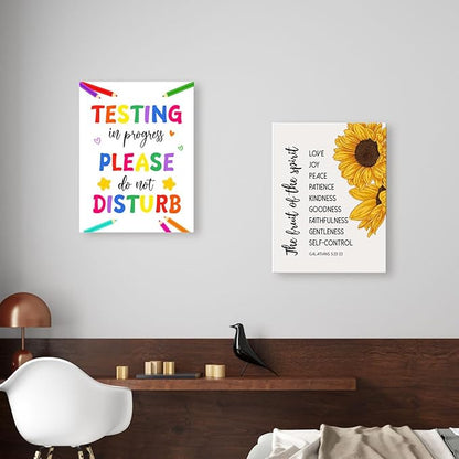 LISTNGBO Mental Health Canvas Wall Art,Testing In Progress Please Do Not Disturb Artwork Painting Prints Poster Ready to Hang for Counselor Therapy Office School Wall Decor Treatment Decor,12x15 Inch