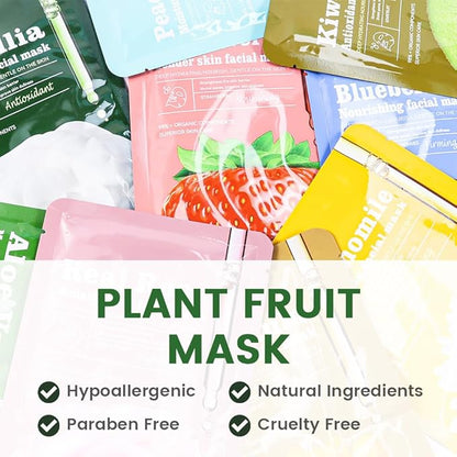 Face Sheet Mask Skincare,Hydrating Spa Face Mask For Sensitive Skin,Moisturize,Nourish for All Skin Types,Natural Skin Care Spa Face Mask for Women Men Girls,Pack of 8