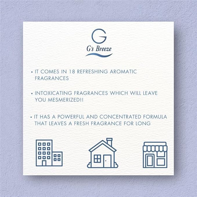 G's Breeze Smart Aroma Diffuser with 60ml Superstar Scent Refill – Bluetooth & Wi-Fi App Control, LED Lighting, Adjustable Intensity, Long-Lasting Fresh Clean Masculine Fragrance for Home or Office